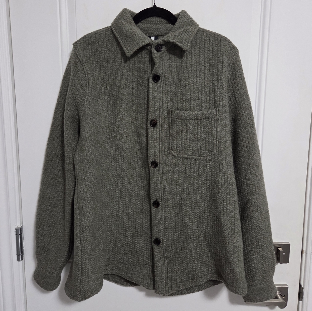 NWT - Profuomo Men's 100% Virgin Wool Knitted Overshirt -Made In Portugal-Size L